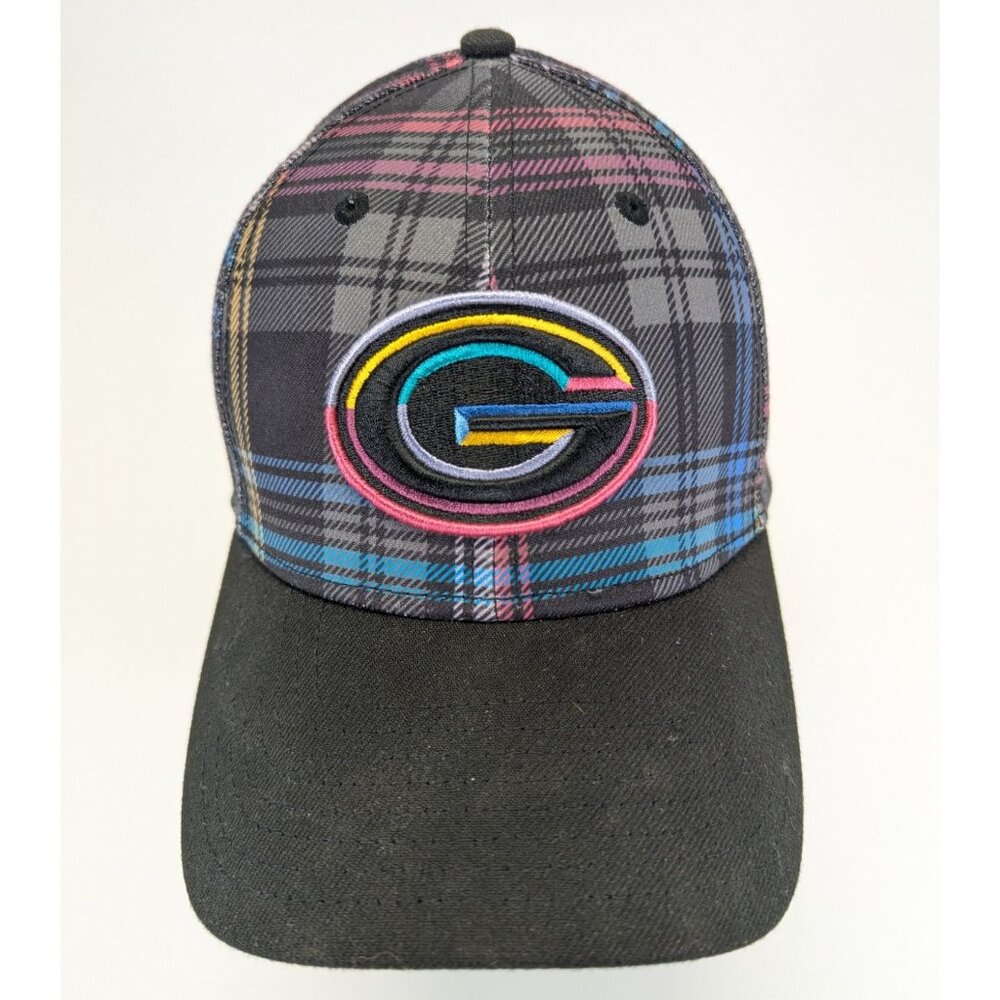 Green Bay Packers New Era 39THIRTY Crucial Catch 2024 Hat S/M Plaid Cancer NFL